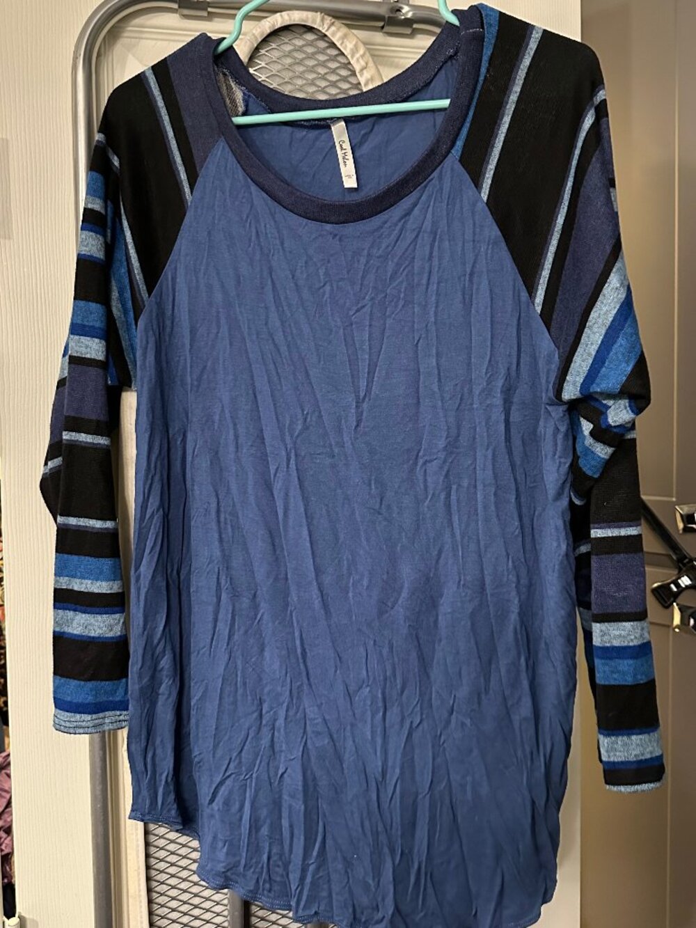 blue raglan stripe tee